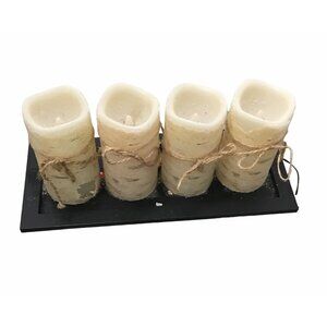 DECORATIVE TRAY HOLDER WITH 4 CANDLES BATTERY OPERATED (BATTERIES NOT INCLUDED)